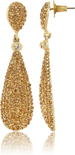 Miniatura 3 de Moonstruck Joyería de disfraces Pendientes colgantes dorados con diamantes de champán para mujer