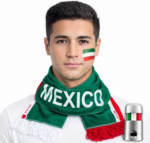 Miniatura 5 de Juego de 5 piezas para fanáticos del fútbol mexicano 2026, camisa, bufanda, diadema, pulsera, pintura facial
