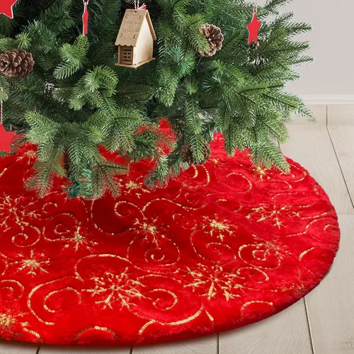Miniatura 11 de Falda de árbol de Navidad de felpa negra de 24 pulgadas, pequeña, de piel sintética gruesa, lujosa decoración navideña para Año Nuevo, decoración
