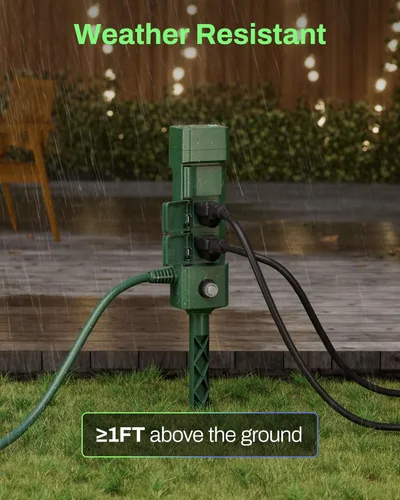 Miniatura 8 de HBN Enchufe inteligente para exteriores, impermeable, WiFi, temporizador de salida al aire libre con 6 tomas de tierra, control remoto y control