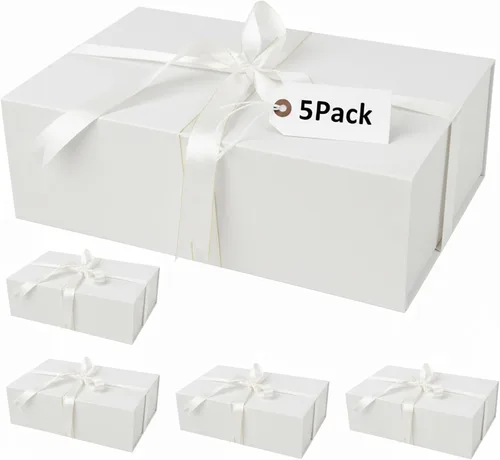 Miniatura 13 de YINUOYOUJIA Caja de regalo grande de color negro de 14 x 9 x 4.5 pulgadas, cajas de regalo con tapa de cierre magnético, cinta y tarjeta, caja