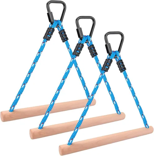 Miniatura 10 de BeneLabel Juego de 2 barras de mono Ninja para carreras de obstáculos, barra de columpio trapecio de capacidad de 250 libras para madera Slackline