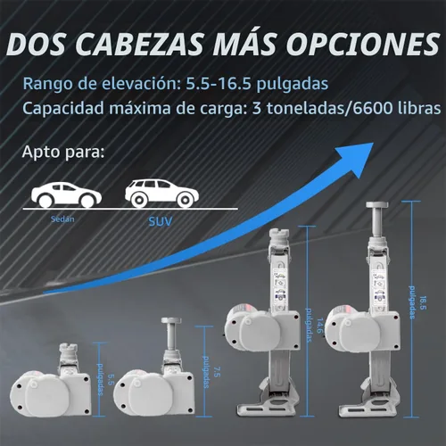 Miniatura 2 de STANDTALL - Gato eléctrico para autos de 3 toneladas, juego de gato de tijera para piso, 12V, kit de elevación automática para vehículos, Gris