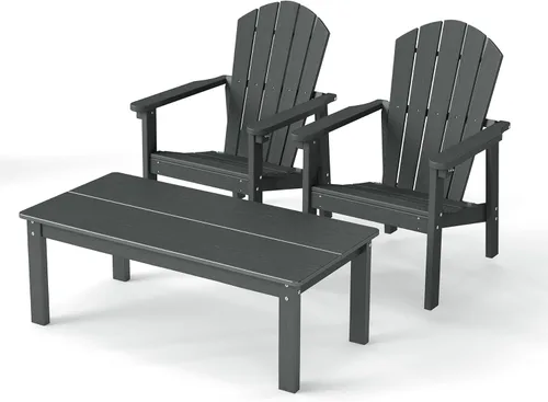 Miniatura 24 de nevilywood Sillas Adirondack compactas apilables, sillas de patio de polietileno de alta densidad de 26.3 pulgadas de ancho, duraderas, diseño que