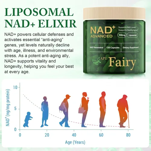 Miniatura 4 de Suplemento NAD, ribósido de nicotinamida NAD, liposoma alternativa NAD extra fuerte, Boost NAD y resveratrol + para mujeres y hombres, energía