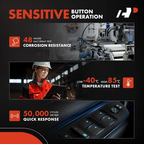 Miniatura 7 de A-Premium Master - Interruptor de elevalunas eléctrico compatible con Porsche Cayenne 2011-2014, Macan 2015, Panamera 2010-2015 Hatchback, lado