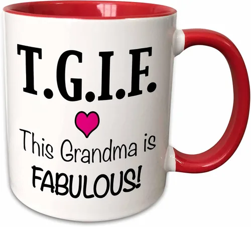 Miniatura 9 de 3dRose TGIF This Grandma is Fabulous, Pink 11oz Two-Tone Green Mug