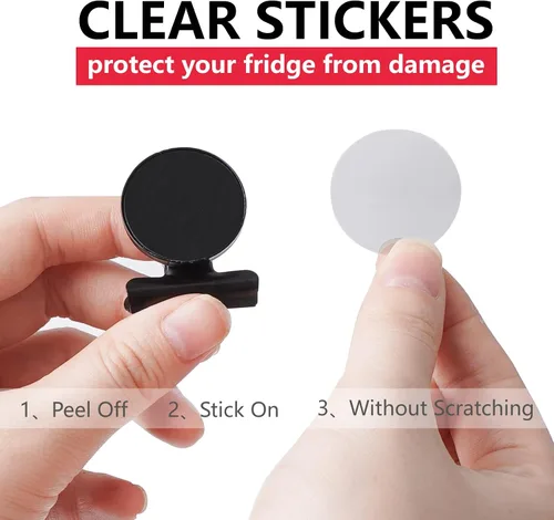 Miniatura 6 de VNDUEEY Paquete de 6 imanes para refrigerador, imanes para refrigerador, clips magnéticos negros, imanes para pizarra blanca, clips magnéticos