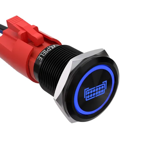 Miniatura 20 de APIELE Interruptor de botón de presión para barra de luz LED, encendido/apagado SPST, acero inoxidable, 10A, 12V, 24VDC, precableado, 19mm, 0.74