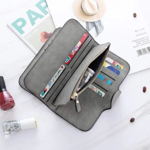 Miniatura 31 de Loveje - Billeteras personalizadas para mujer, de piel sintética, con grabadas fotográficas, triple pliegue, tarjeta de crédito, cartera larga