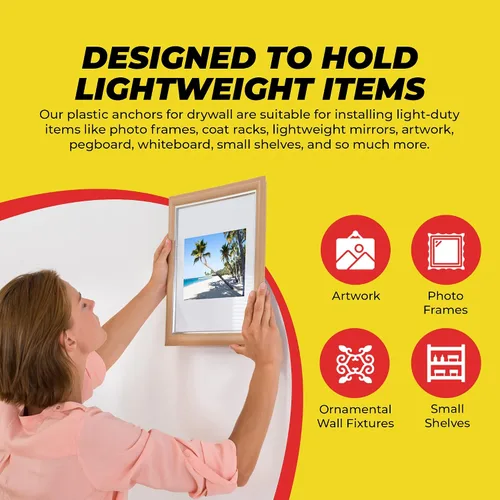 Miniatura 6 de Qualihome Anclajes para Paneles de Yeso de Calidad Premium Anclajes de Plástico Ligero Acanalado para Paredes Huecas – Kit de Anclaje de Pared