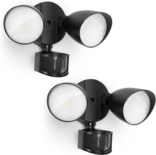UME Paquete de 2 Luces LED de Seguridad de 32W 3500 Lúmenes con Sensor de Movimiento para Exteriores, Luz Diurna 5000K, IP65 Impermeable, del Negro