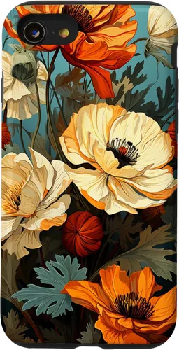 Miniatura 18 de Funda de flores mexicanas para iPhone 12 Pro Max Marigold Flower and Teal Aqua Blue Cyan