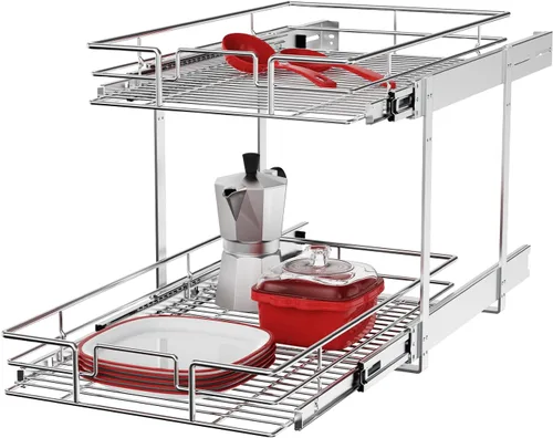 Miniatura 15 de ROOMTEC Organizador de gabinete extraíble, 1 nivel negro, organizadores de gabinete de cocina, estantes deslizantes, resistente, 5.5 pulgadas