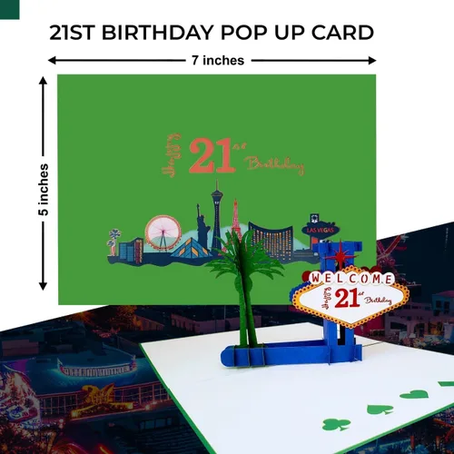 Miniatura 7 de iGifts And Cards Fabulous - Tarjeta emergente de cumpleaños de Las Vegas 21 – Celebración de hito, regalo de edad legal, felicitaciones, regalo