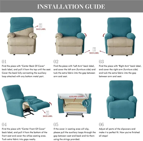 Miniatura 7 de LazyBoy - Funda de sofá reclinable jacquard, fundas elásticas antideslizantes para sillas reclinables, 4 piezas, protector de muebles para sillón