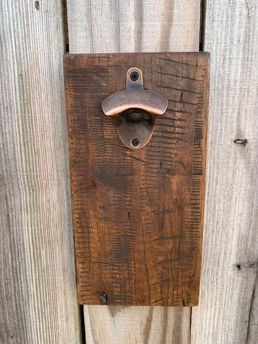 Miniatura 5 de Rustic Farmhouse Bottle Opener with Oil Rubbed Bronze Hardware - Includes Upgraded Magic Magnet Catch - Mancave, Bar, Outdoors