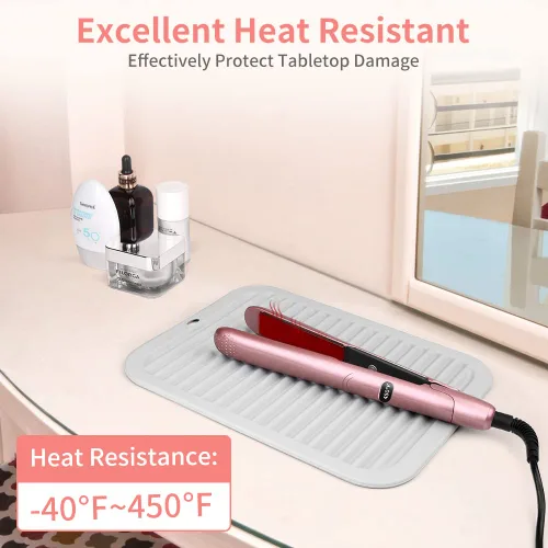 Miniatura 3 de Alfombrilla profesional resistente al calor para herramientas de peinado del cabello: rizador, plancha plana, herramientas calientes y uso de viaje