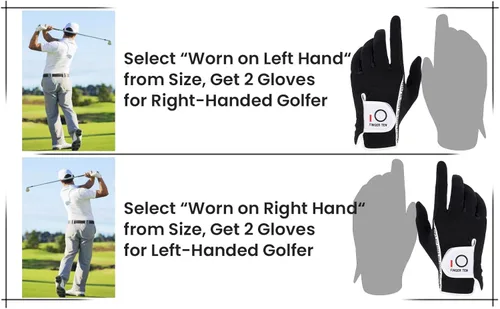 Miniatura 6 de FINGER TEN Guantes de golf para hombre para golfista diestro o zurdo, agarre para lluvia, valor 2 unidades, guante de golf para mano izquierda