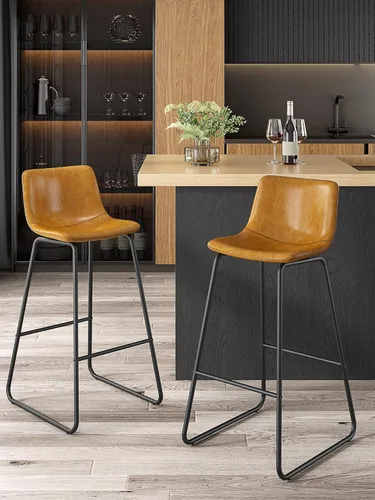 Miniatura 43 de Bar Stools Set of 2, 26 Inches Counter Height Bar Stools with Back, Modern Faux Leather Barstools with Metal Legs and Footrest, Bar Chairs for