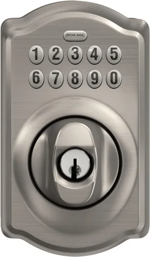 Miniatura 6 de Schlage - Cerrojo de seguridad Camelot BE365 V CAM 619 con teclado, cerradura de entrada electrónica sin llave, níquel satinado