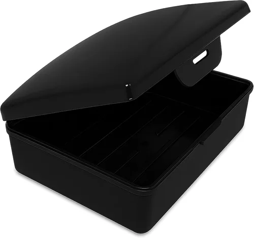 American Comb: Jabonera - Negro - 1 unidad - Fabricado en EE. UU. - Jabonera con tapa con bisagras y cierre seguro