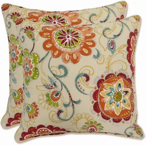 Miniatura 73 de Pillow Perfect - Cojines decorativos florales brillantes para interiores/exteriores, 2 unidades, lumbar - 11.5 x 18.5 pulgadas, verde/rojo Zoe