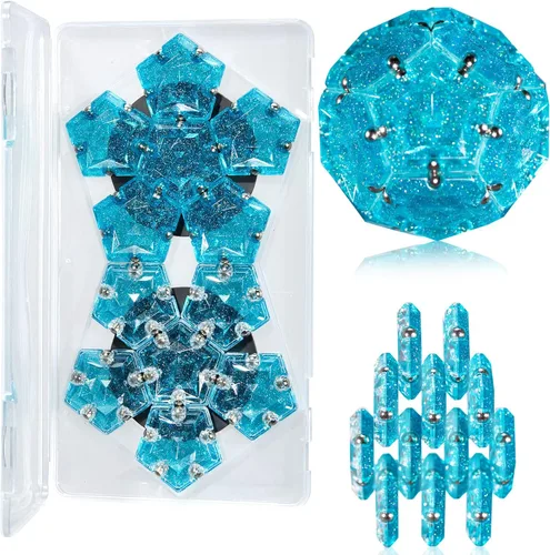 Miniatura 9 de LAFFTRAK - Esfera magnética antiestrés con imanes, juguetes sensoriales - Verde brillante cristalino; juego de 12 piezas - Creatividad más allá