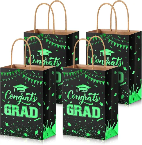 Miniatura 10 de PerKoop 12 bolsas de regalo de graduación azules con asas para la clase de 2026, bolsas de papel de regalo de fiesta de felicitaciones, decoraciones