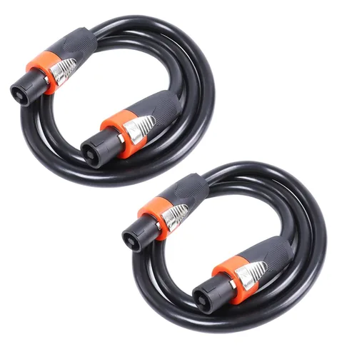 HBU Paquete de 2 cables Speakon True de 4 conductores de 3 pies, cable Speakon de 4 polos a SpeakON - Amplificador de escenario PA DJ de 12 AWG a