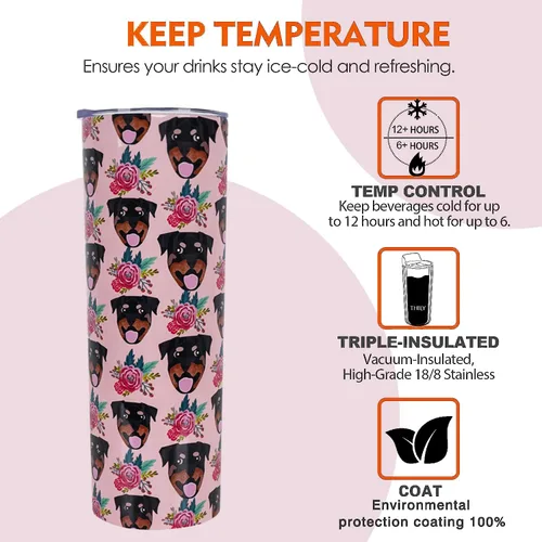 Miniatura 3 de Taza de Rottweiler - Regalos para amantes de perros - Regalo para perros - Tazas de café de viaje de Rottweiler para bebidas frías y calientes - Con
