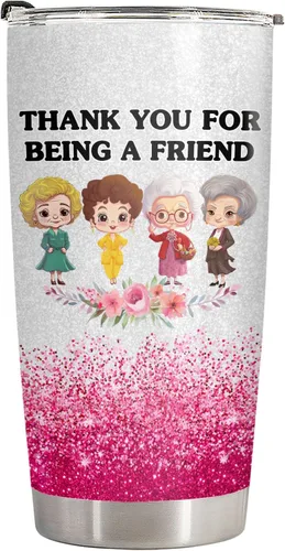 Miniatura 2 de 34HD Vaso dorado de 20 onzas – Thank You for Being a Friend – Taza de acero inoxidable aislada al vacío de doble pared – Mantiene las bebidas