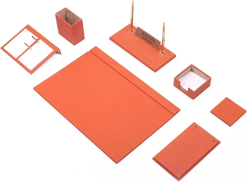 Miniatura 10 de Juego de escritorio de cuero, juego de organizador de escritorio, accesorios de escritorio de oficina, soporte para calendario, 9 accesorios