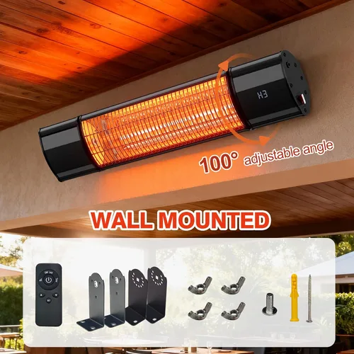 Miniatura 7 de Calentador eléctrico colgante de patio con control remoto, control de temperatura integrado, montado en la pared o en el techo, apto