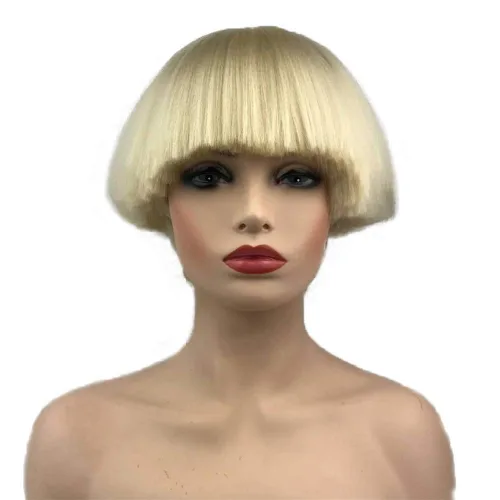 Aimole Pelucas sintéticas rectas cortas Yaki peluca rubia hongo cabeza peluca Bowl corte de pelo pelucas Bob N.º 613