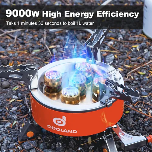 Miniatura 2 de Odoland Estufa de camping portátil de 9000 W Estufa de campamento ligera Estufa plegable para mochileros con caja de EVA para acampar al aire libre