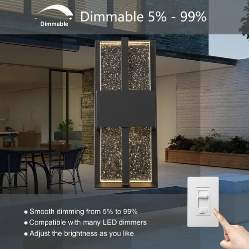 Miniatura 5 de Luces LED de pared para exteriores, 15 pulgadas, color negro, para porche, para casa, aplique de pared moderno exterior con cristal de cristal