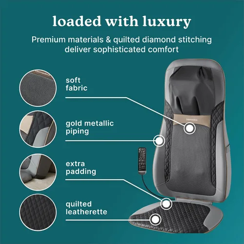 Miniatura 7 de Masajeador de espalda HoMedics con calor, cojín de masaje Shiatsu Elite II calentado para cuello y espalda. 3 estilos diferentes de masaje y 3 zonas