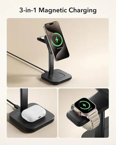 Miniatura 7 de ESR estación de carga inalámbrica 3 en 1, cargador certificado para Apple Watch, soporte de cargador MagSafe de 15W para iPhone, cargador