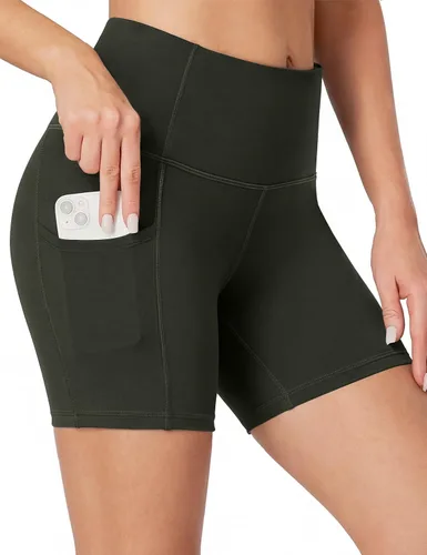 Miniatura 16 de Heathyoga Pantalones cortos de ciclismo para mujer, control de abdomen, pantalones cortos de entrenamiento de 5 pulgadas con bolsillos, cintura
