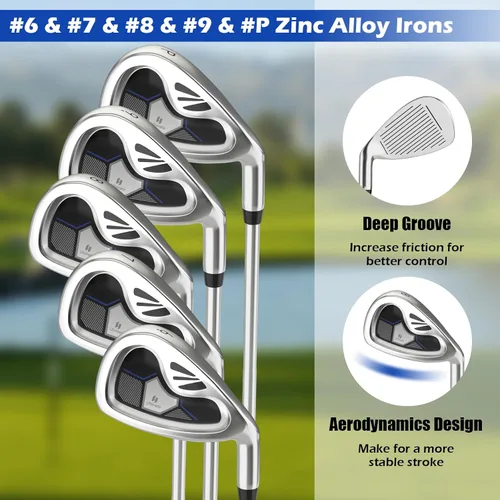 Miniatura 4 de Tangkula 9/10 Pieces Men's Complete Golf Clubs Set, Golf Club Package Set with 460CC Driver, Fairway Wood & Hybrid, Irons, Putter, Portable Regular