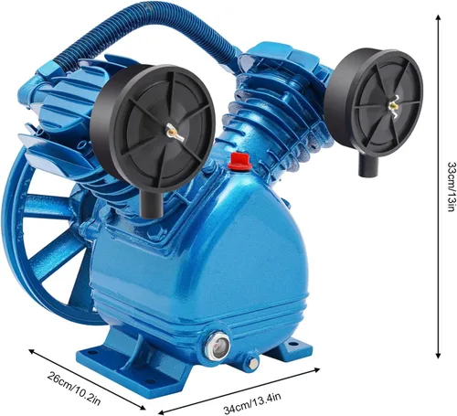Miniatura 8 de LOYALHEARTDY Cabezal de bomba de compresor de aire 3HP 175PSI doble cilindro V estilo V reemplazo de la bomba del compresor de aire, cilindro de Azul