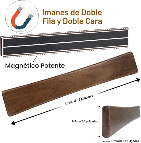Miniatura 2 de HOSHANHO - Tiras magnéticas para cuchillos, soporte magnético para cuchillos de pared de 16 pulgadas, tira magnética para cuchillos de madera