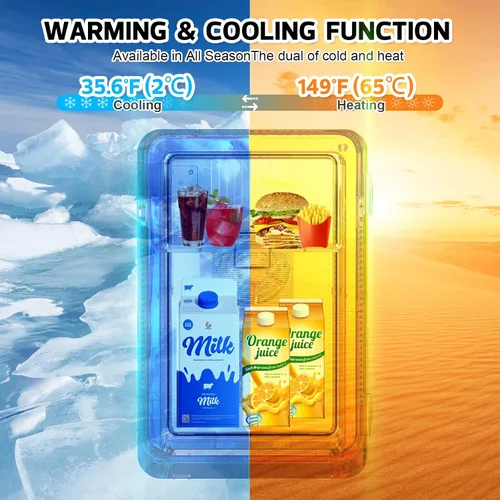 Miniatura 2 de advwin Mini Refrigerador de 22L para Dormitorio, 30 Latas Enfriador y Calentador Portátil Refrigeradores Compactos con Alimentación CA/CC
