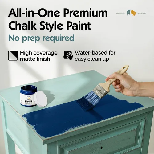 Miniatura 4 de Chalky Chicks - Pintura mate a la tiza, no requiere lijado, 4 onzas líquidas, color azul marino (DC Blue), para muebles, pintura sin preparación