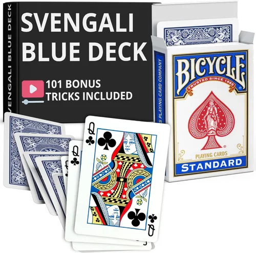 Miniatura 23 de Ted's Sterling Magic Precision Blue Rider Back Bicicleta Svengali Deck con instrucciones para más de 100 trucos (2 de clubes)
