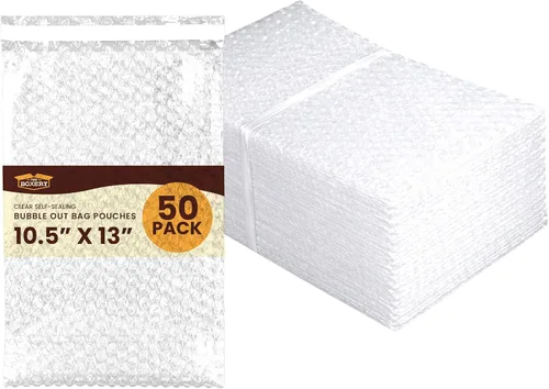 Miniatura 17 de The Boxery 3x5" Clear Self-Sealing Bubble Out Bag Pouches -50 Pack- Bubble Cushion Wrap Bags for Packing, Storage, Moving, and Shipping fragile items