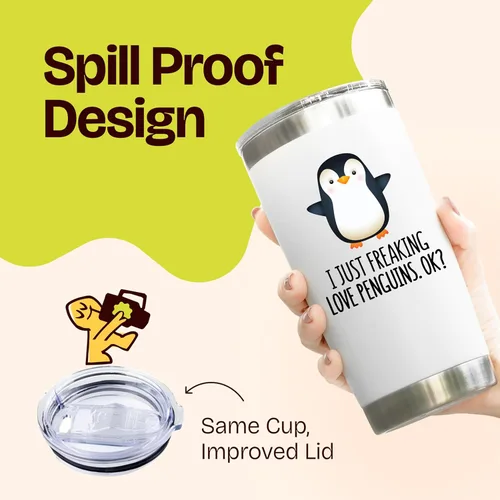 Miniatura 6 de KLUBI Regalos de pingüinos para mujeres, vaso de pingüino de 20 onzas, regalos de Navidad con pingüinos, ideas de regalo, figuras de pingüinos