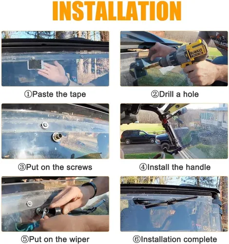Miniatura 7 de Limpiaparabrisas universal para UTV y carrito de golf con brazo de limpiaparabrisas manual Diseño de metal sinterizado resistente para todo tipo
