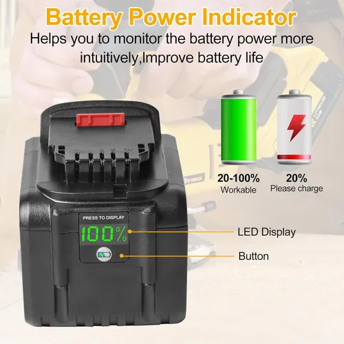 Miniatura 3 de waitley Paquete de 2 baterías de repuesto de 20 V 9.0 Ah compatibles con DCB200 DCB209 20V DCD DCF DCG Series Herramientas eléctricas inalámbricas